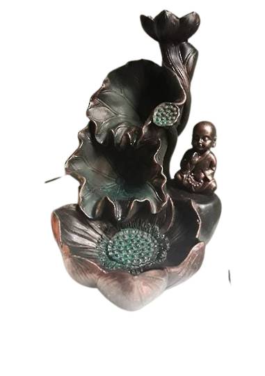 Copper Resin Lotus and Buddha Backflow Incense Burner image 0